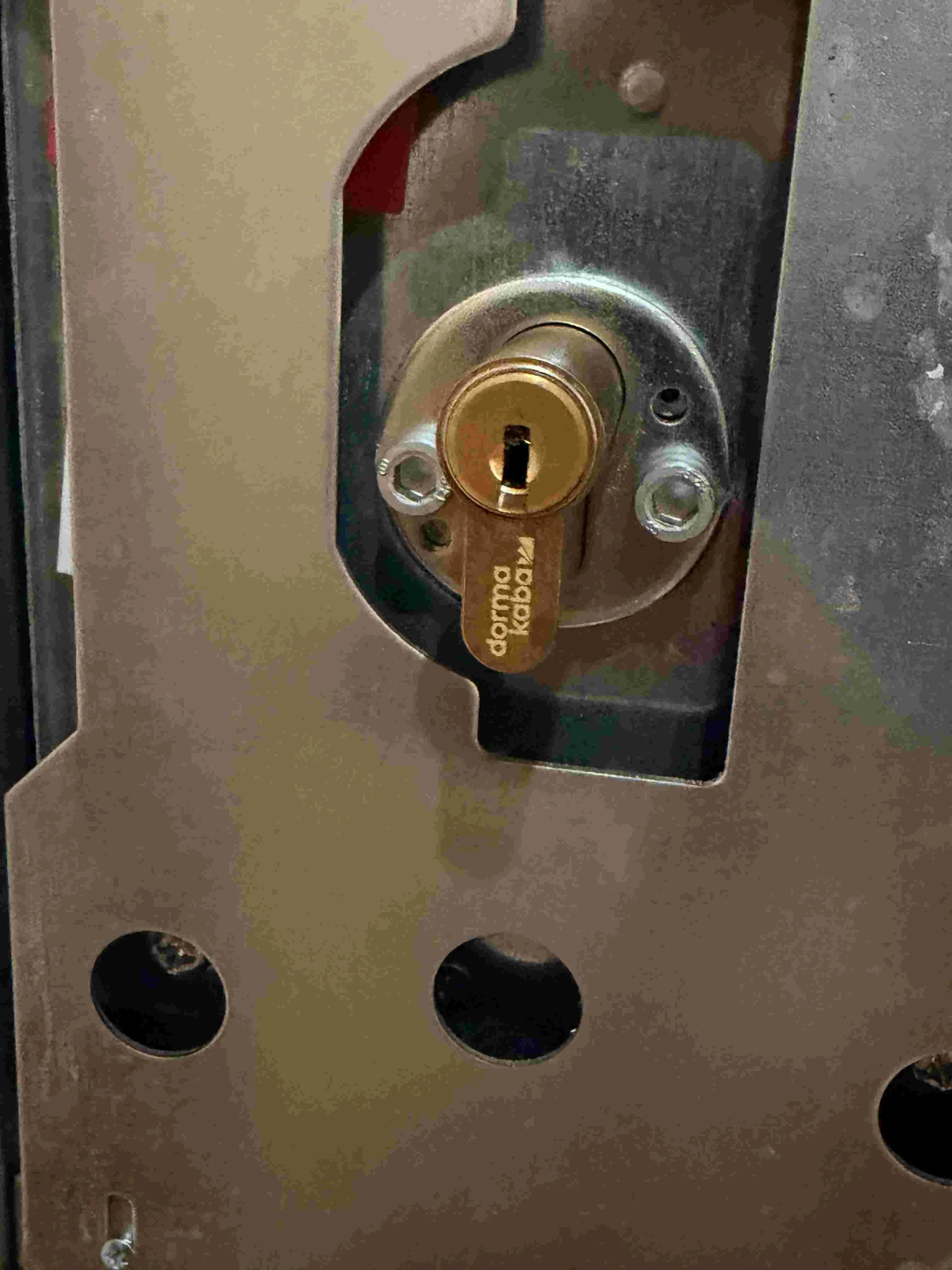 Detalle del mecanismo interior de una cerradura