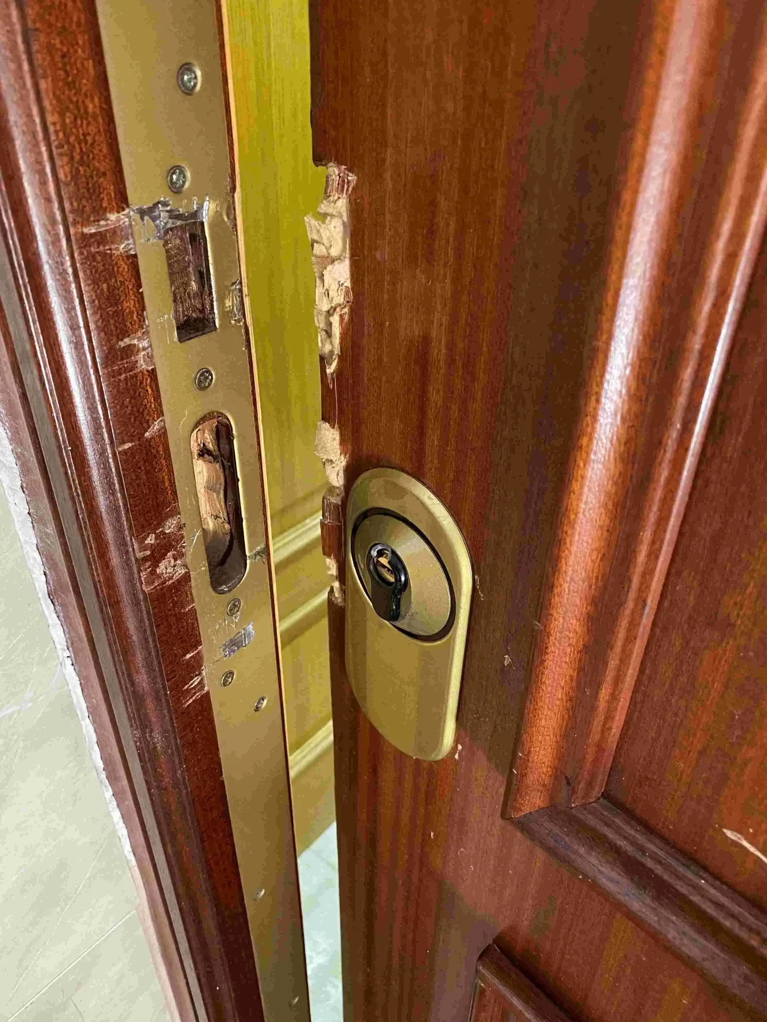 Detalle de un mecanismo de cerradura de seguridad